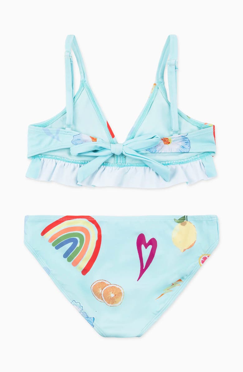 Limeapple Printed Ruffle Bikini Set, Alternate, color, Baby Blue
