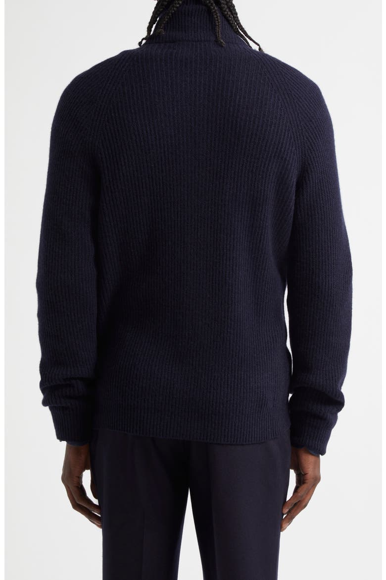 Fisherman Cashmere Zip Cardigan, Alternate, color, NAVY