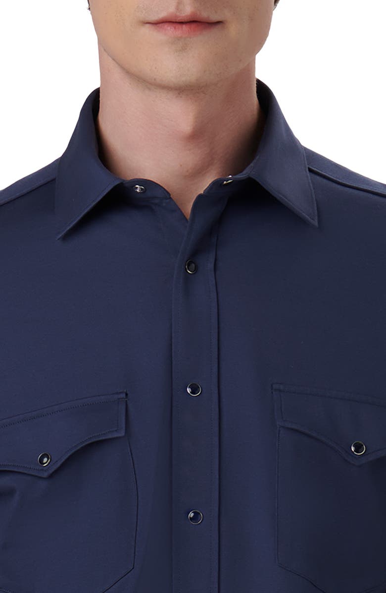 Bugatchi Bill OoohCotton<sup>®</sup> Snap-Up Western Shirt, Alternate, color, Navy