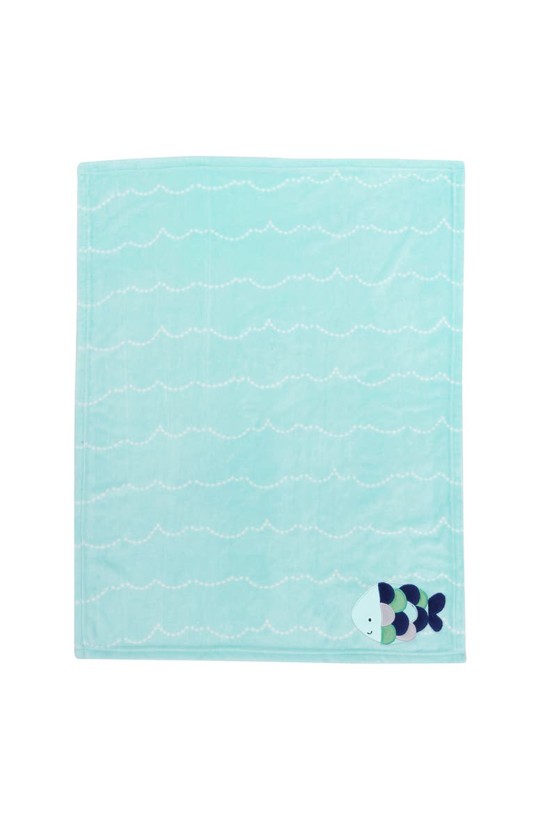 Oceania Nautical Fish Luxury Coral Fleece Baby Blanket, Alternate, color, Blue