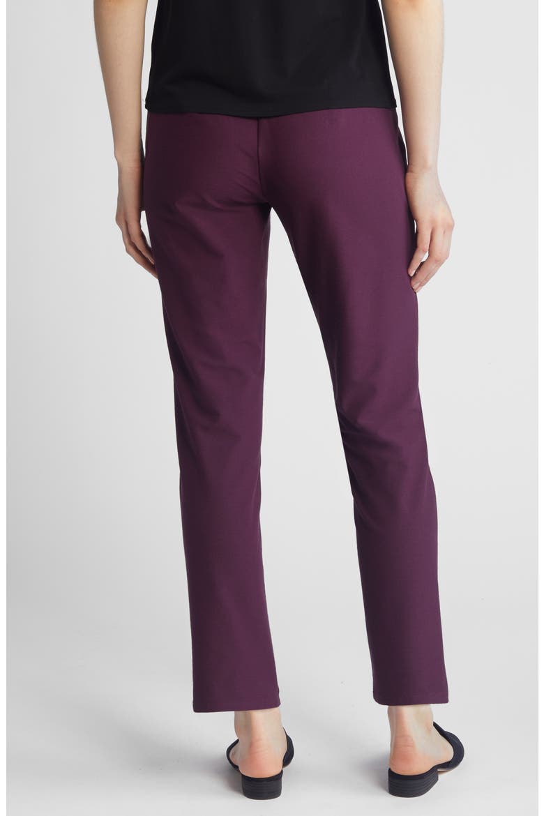 High Waist Slim Crepe Ankle Pants, Alternate, color, BLACKBERRY