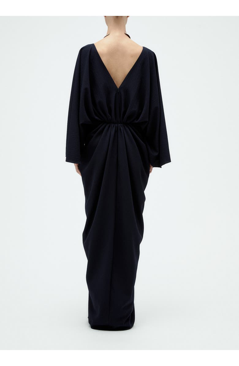 Amsale Batwing Textured Gown, Alternate, color, Navy