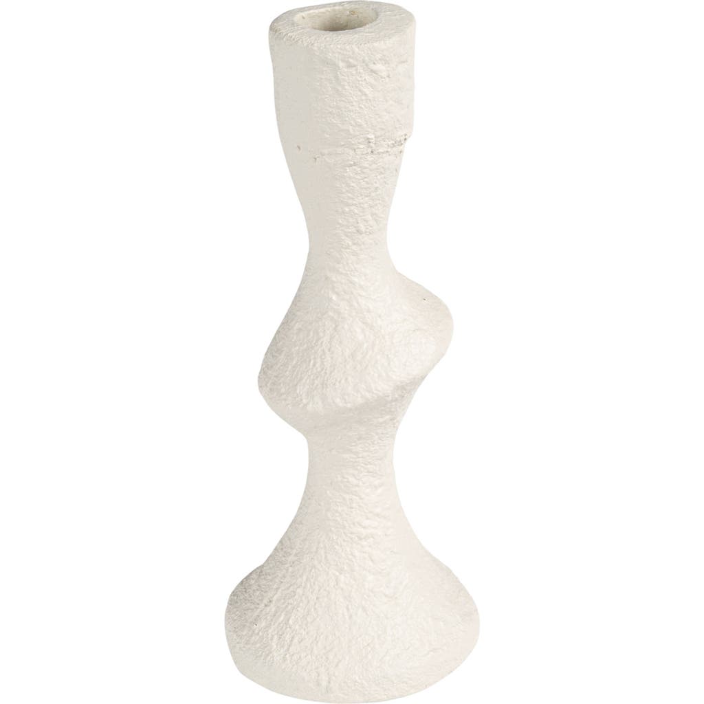 Storied Home Tall Cast Metal Taper Holder, Volcano Finish, White