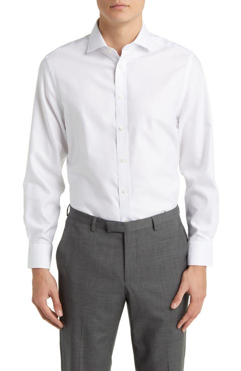 Non-Iron Clifton Weave Cutaway Slim Fit Shirt Single Cuff