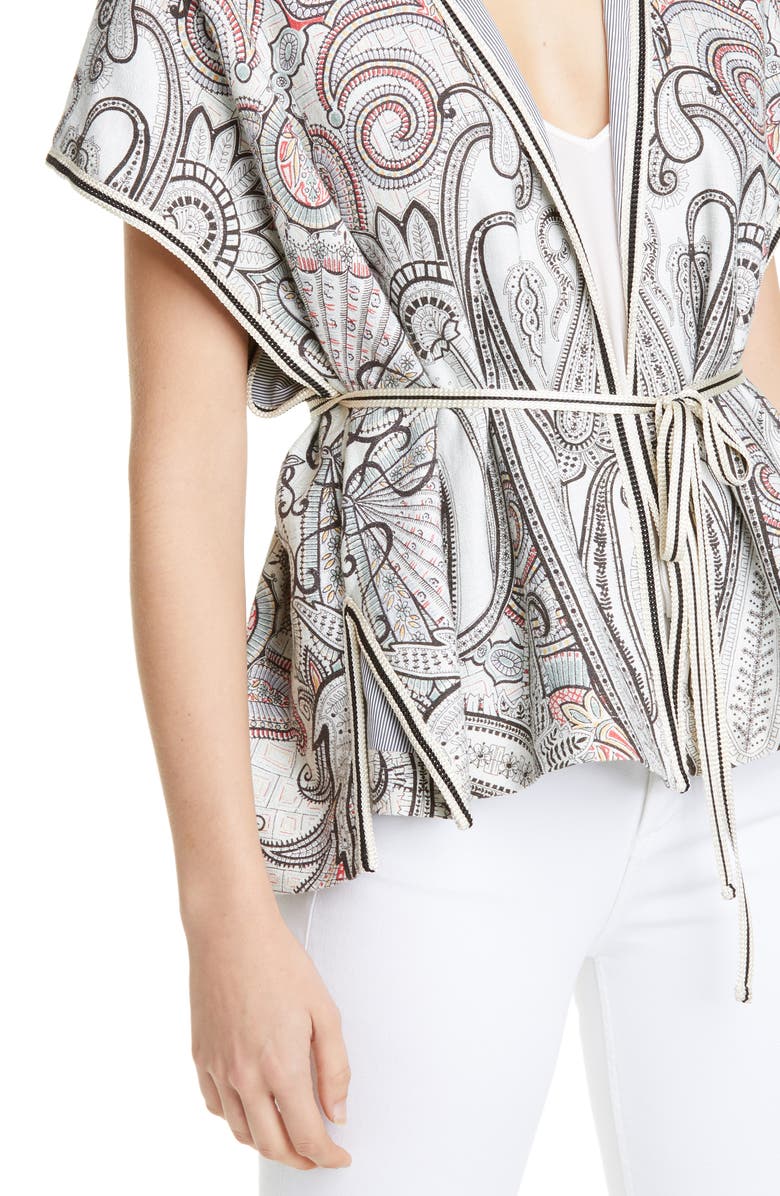 Etro Belted Reversible Cap Sleeve Jacket, Alternate, color, 