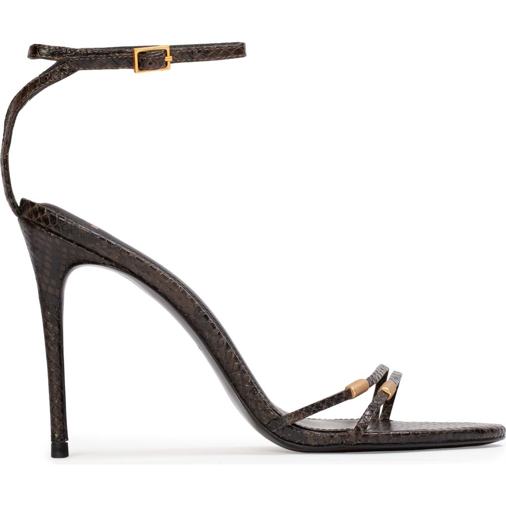 Black Suede Studio Britanny Strappy Snake Sandal In Black