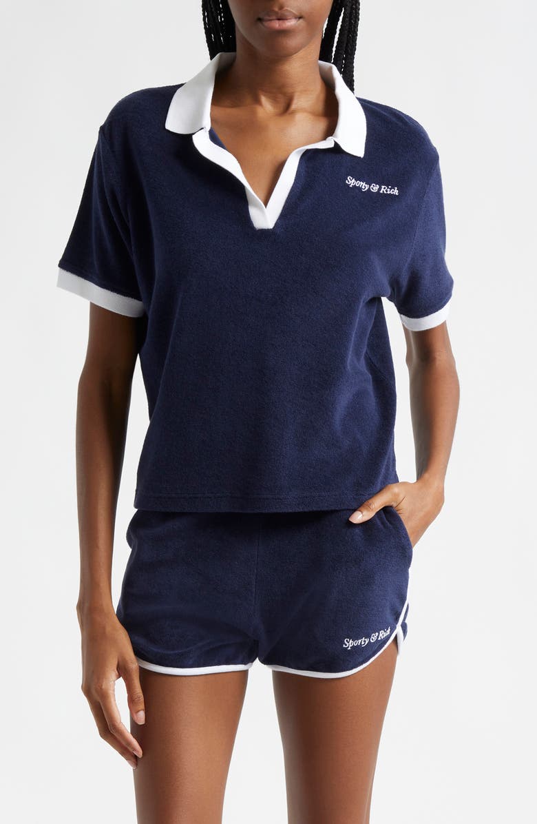 Sporty & Rich Italic Logo Cotton Terry Polo, Main, color, 