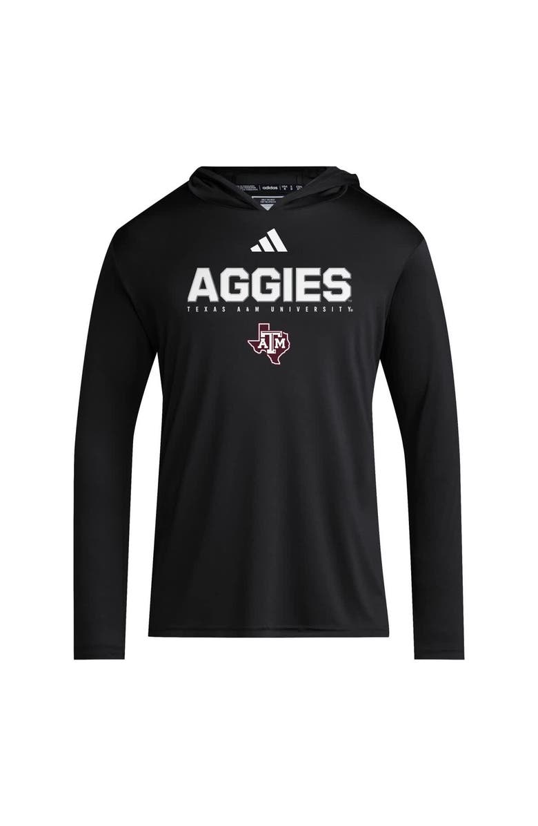 adidas Men's adidas Black Texas A&M Aggies 2025 Sideline Training Long Sleeve Hooded T-Shirt, Alternate, color, 