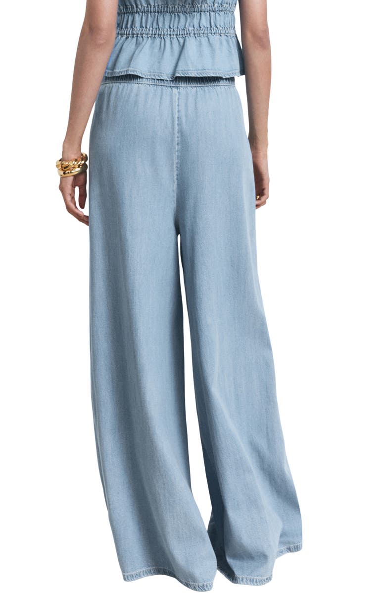 MANGO Siros Pull-On Wide Leg Denim Pants, Alternate, color, Light Blue