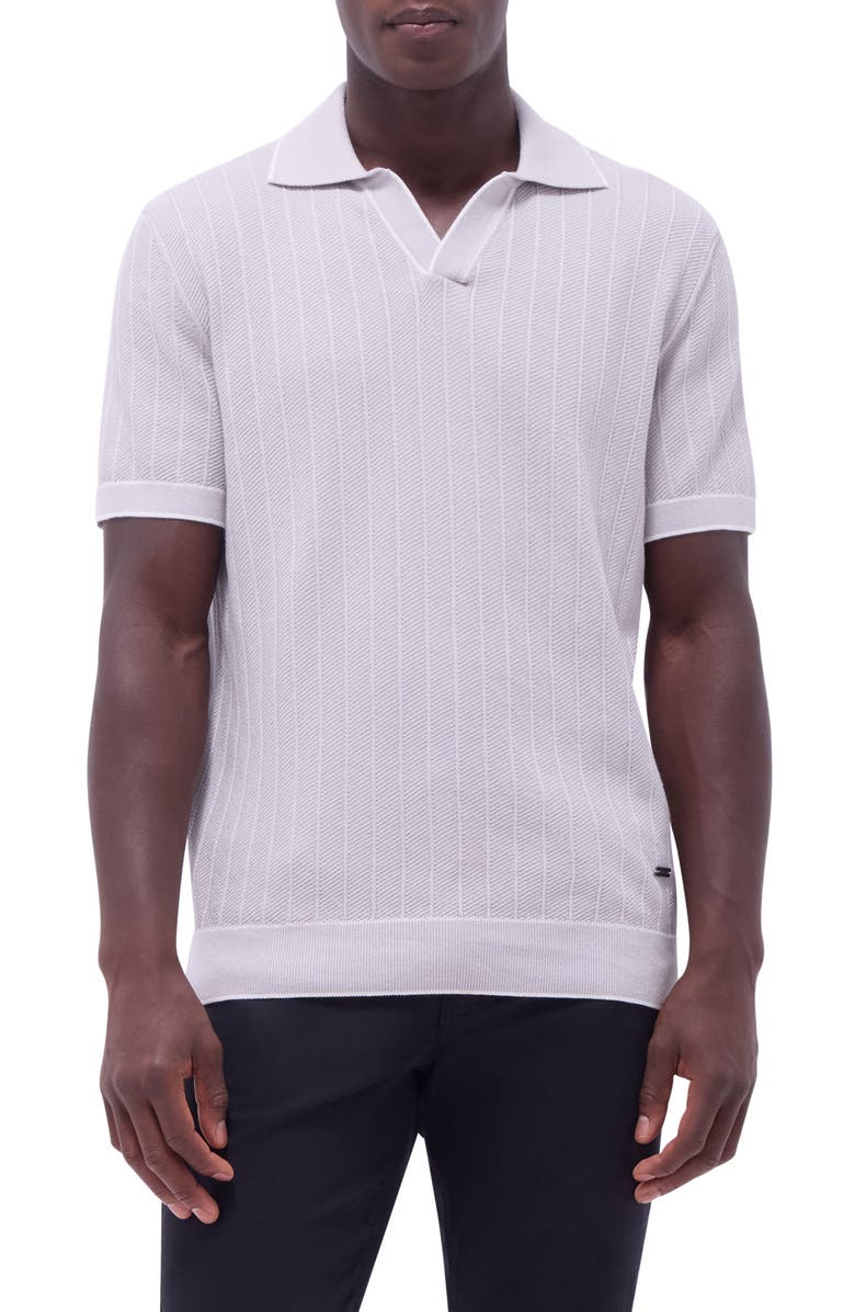 Bugatchi Johnny Collar Rib Polo, Main, color, Platinum
