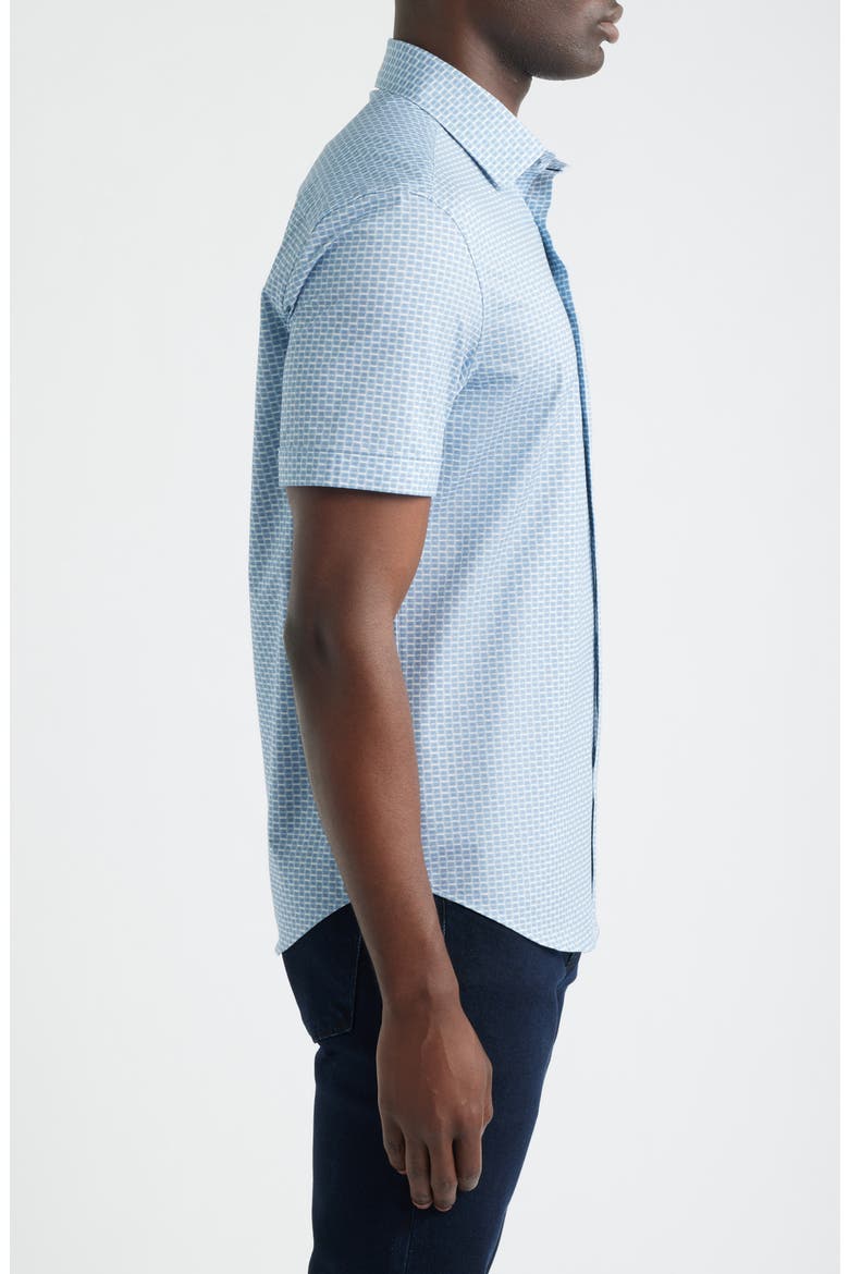 Miles OoohCotton® Print Short Sleeve Button-Up Shirt, Alternate, color, HAZY BLUE