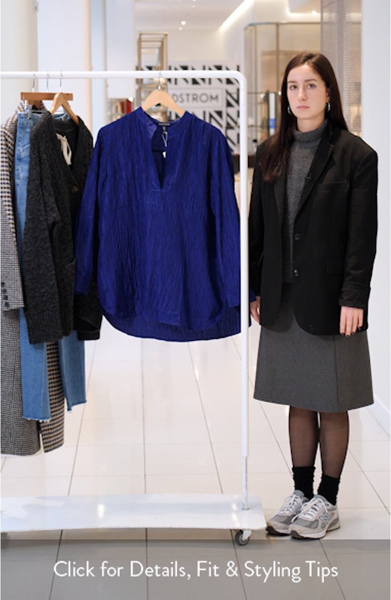 Mandarin Collar Textured Stretch Silk Tunic, sales video thumbnail