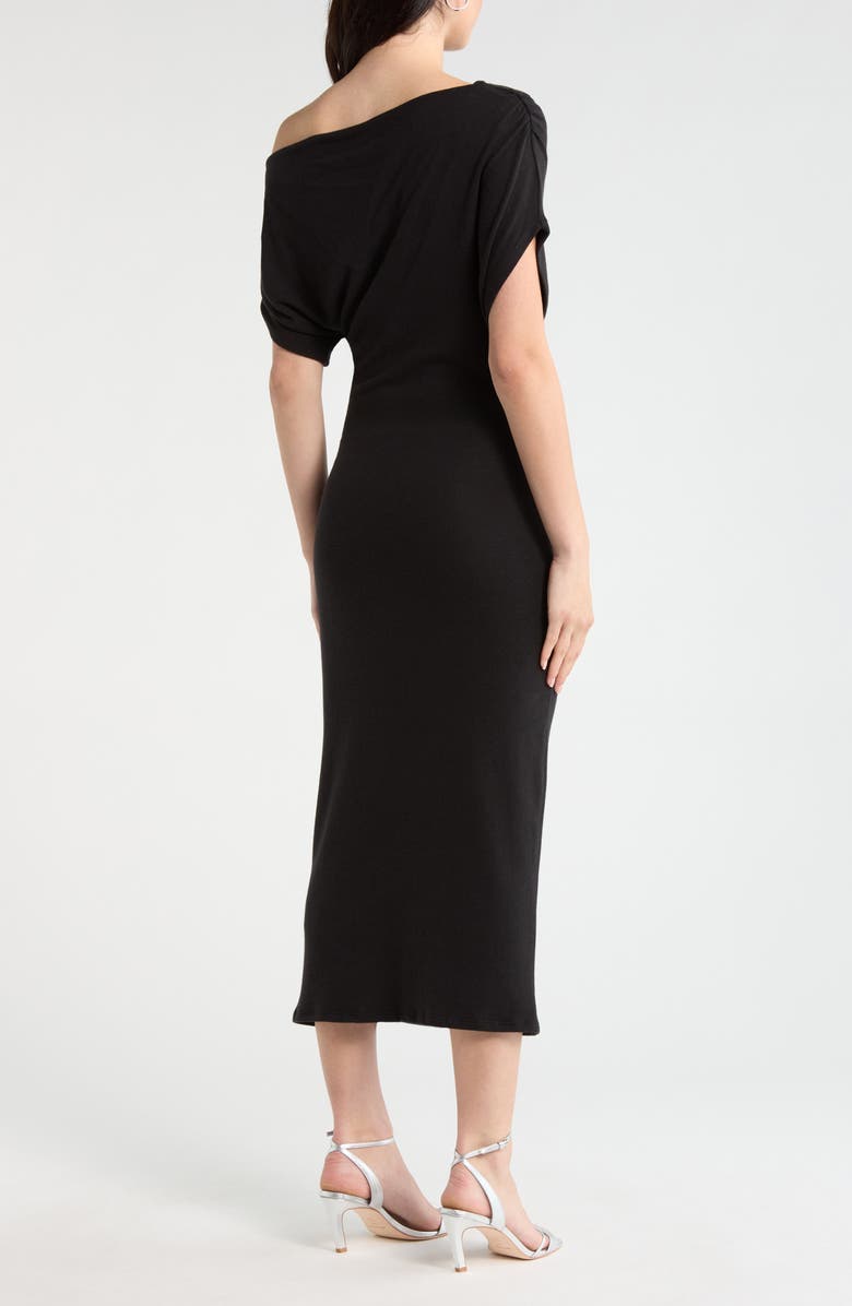Reformation Iris One-Shoulder Dress, Alternate, color, Black