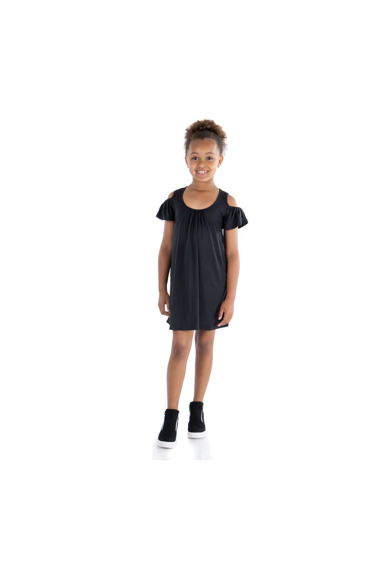 Pleated Cold Shoulder Summer Dress, Main, color, Black