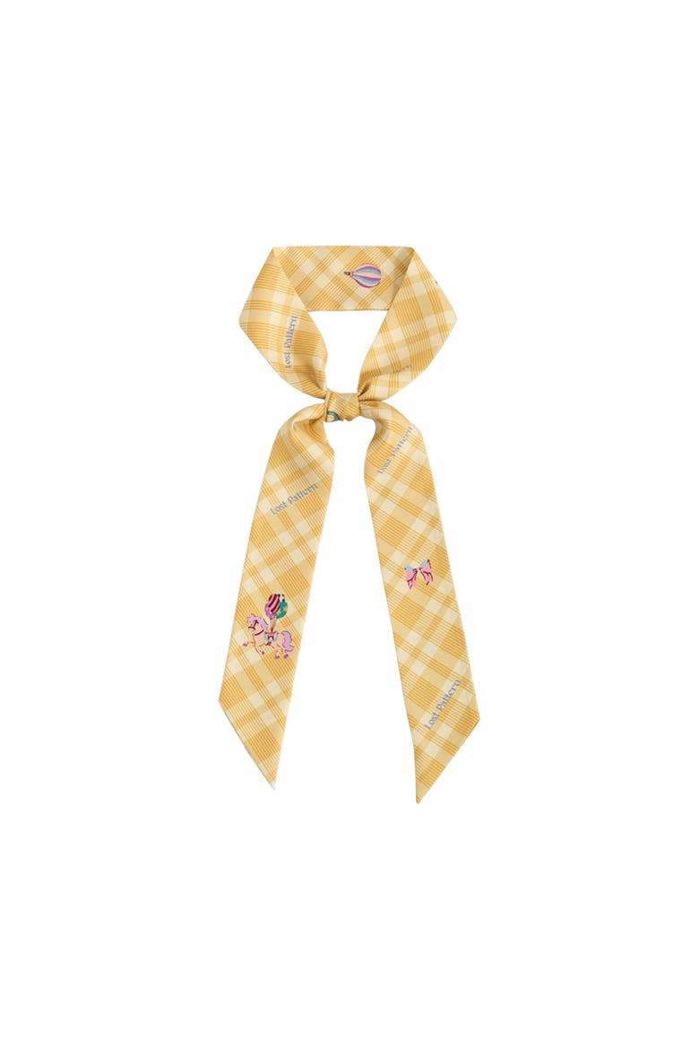 "Pop Pony" Silk Twill Skinny Scarf, Main, color, Yellow