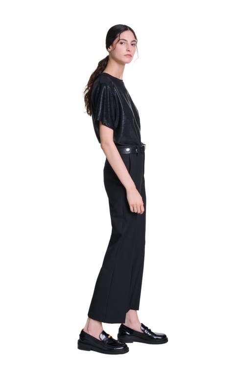Maje Lamé T-shirt In Black/glitter