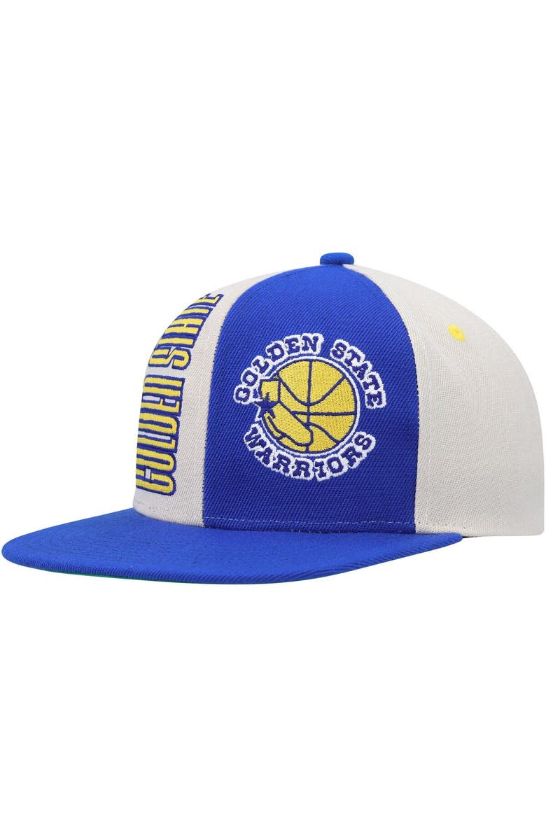 Mitchell & Ness Men's Mitchell & Ness Cream/Royal Golden State Warriors Hardwood Classics Pop Snapback Hat, Main, color, 