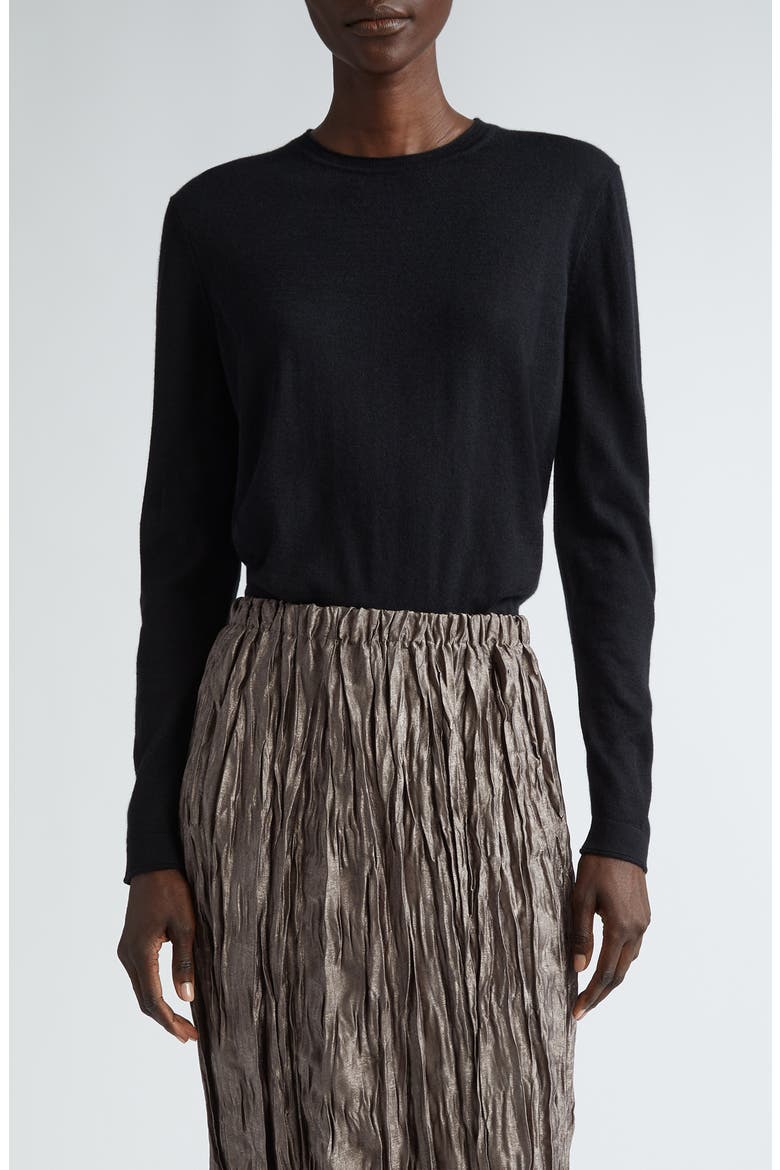 Fine Gauge Cashmere Sweater, Main, color, BLACK