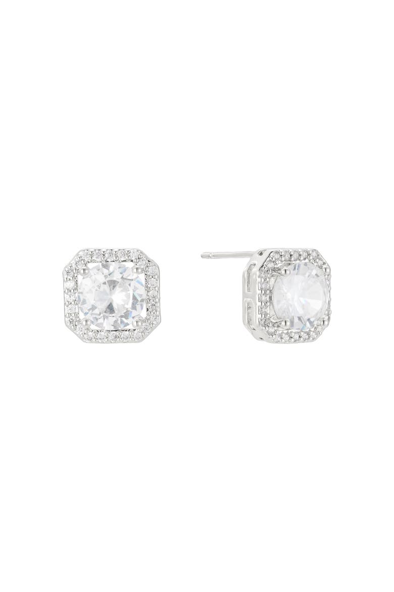 Adriana Crystal Stud Earrings, Main, color, Silver