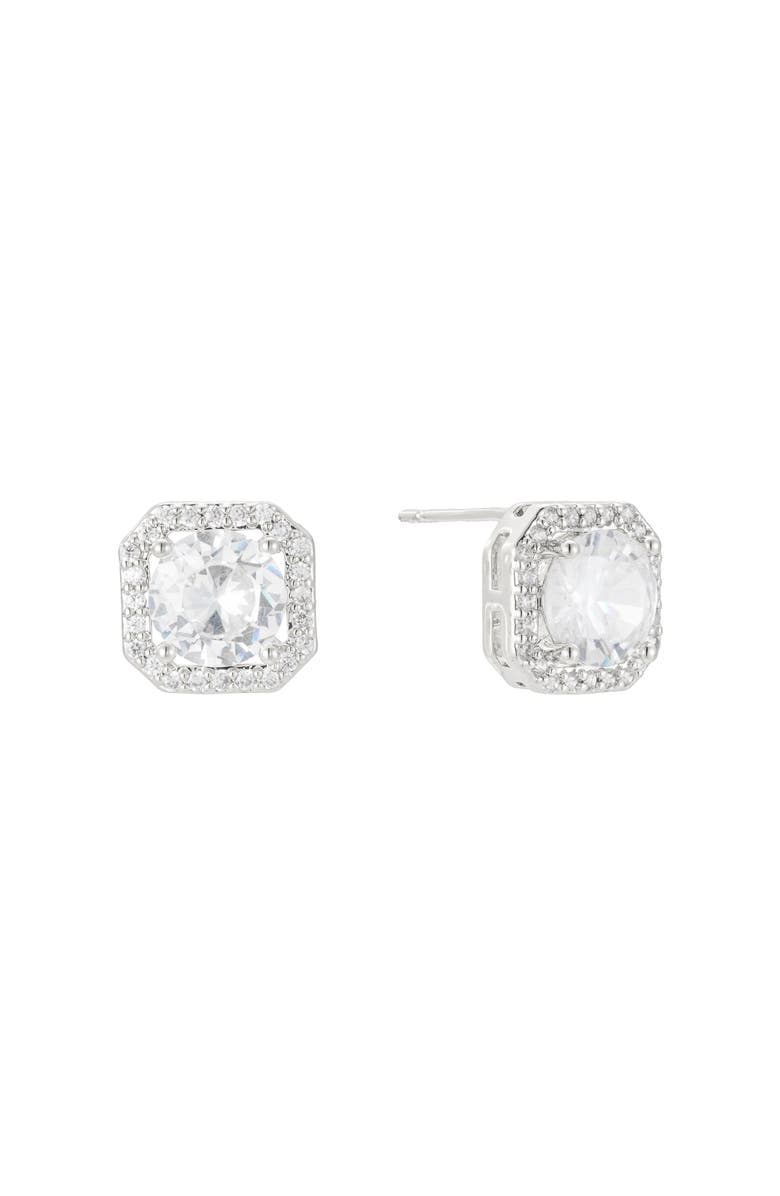 Untamed Petals Adriana Crystal Stud Earrings, Main, color, Silver