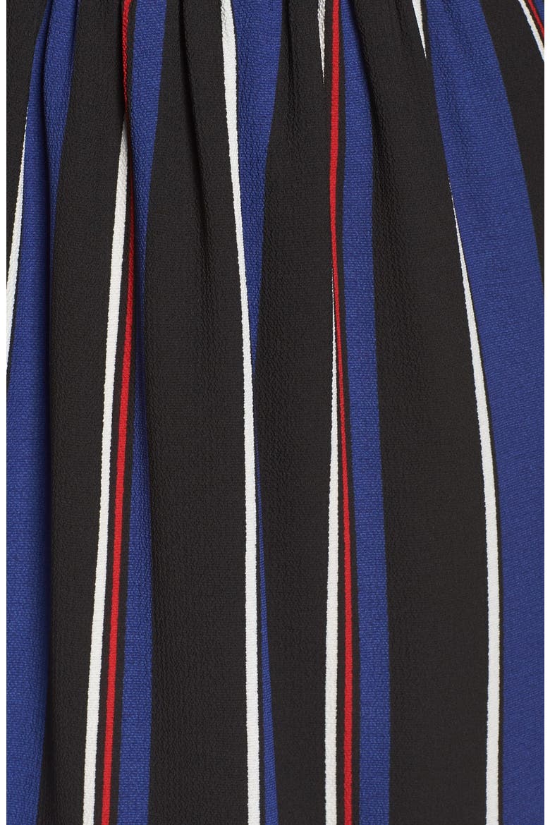 Stripe Woven Fit & Flare Dress, Alternate, color, BLACK/ BLUE/ RED