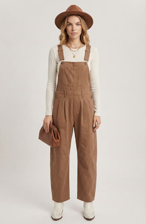 Wide-Leg Adjustable-Strap Front Bib Pocket Overalls