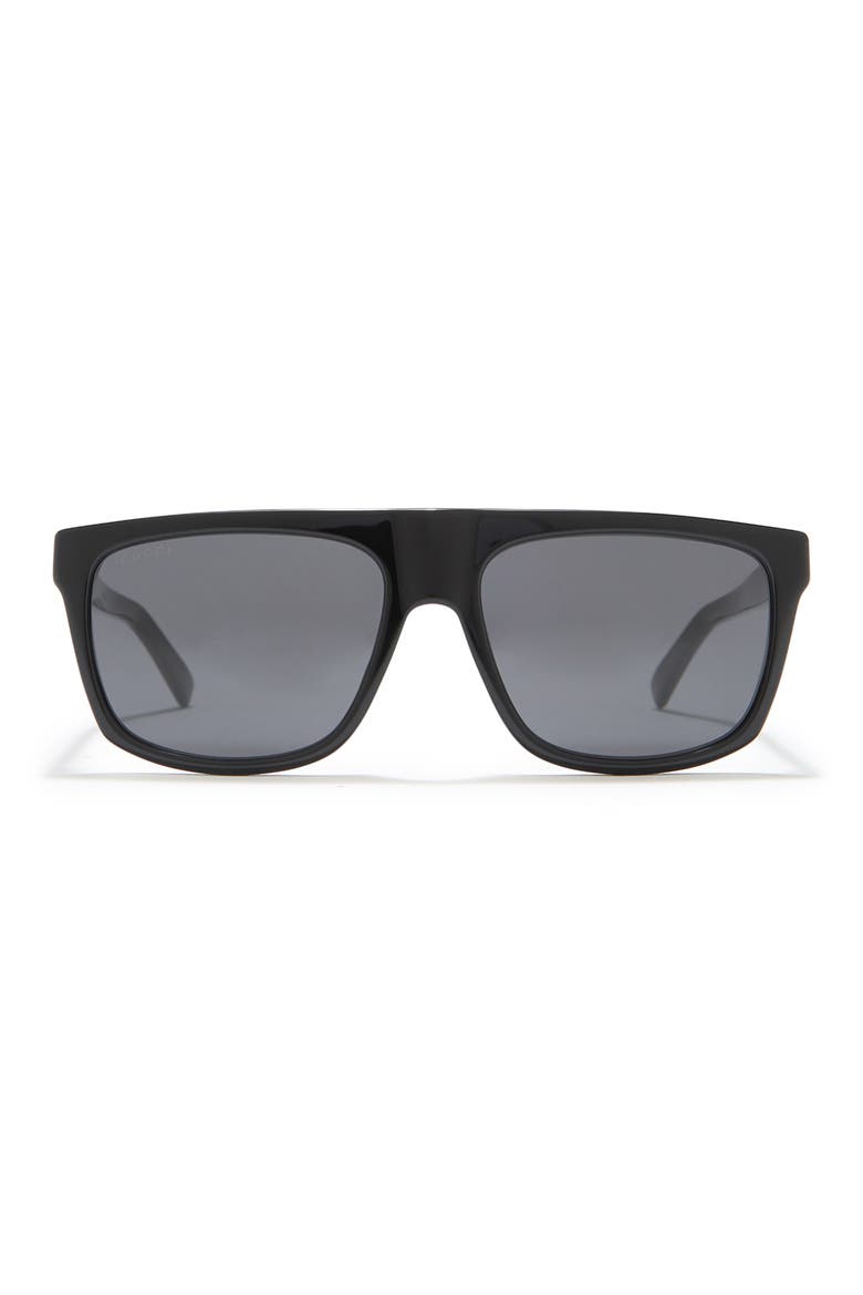 57mm Rectangular Sunglasses, Main, color, BLACK BLACK GREY