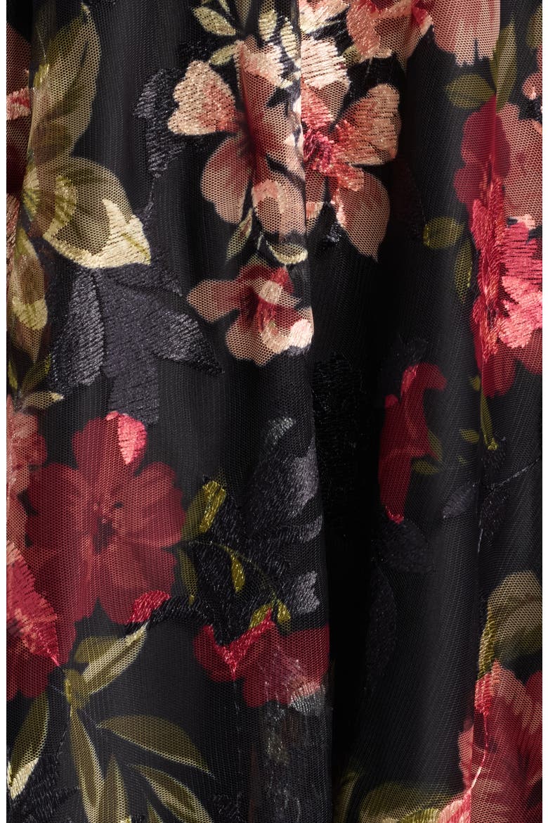 Floral Embroidered Sleeveless Chiffon Cocktail Dress, Alternate, color, BLCK MULTI