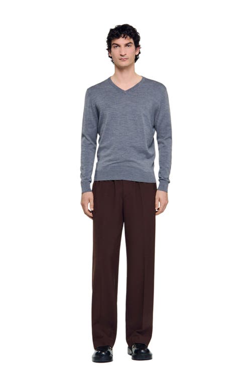 Sandro Fine Wool Sweater In Gray