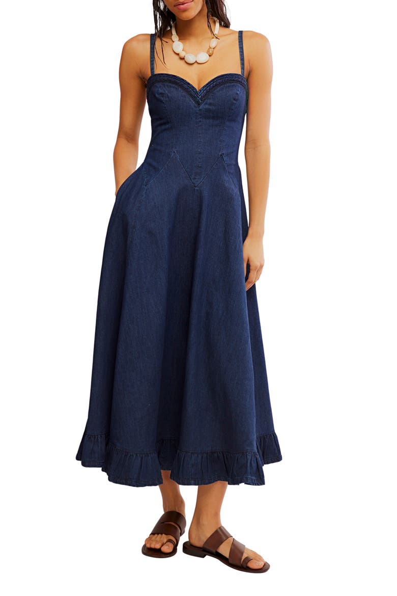 Another Season Denim Midi Dress, Main, color, RINSE