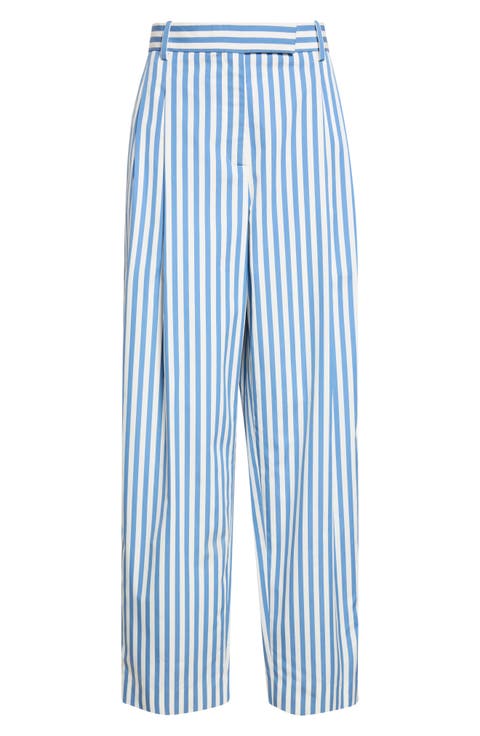 Varick Stripe Cotton Straight Leg Pants