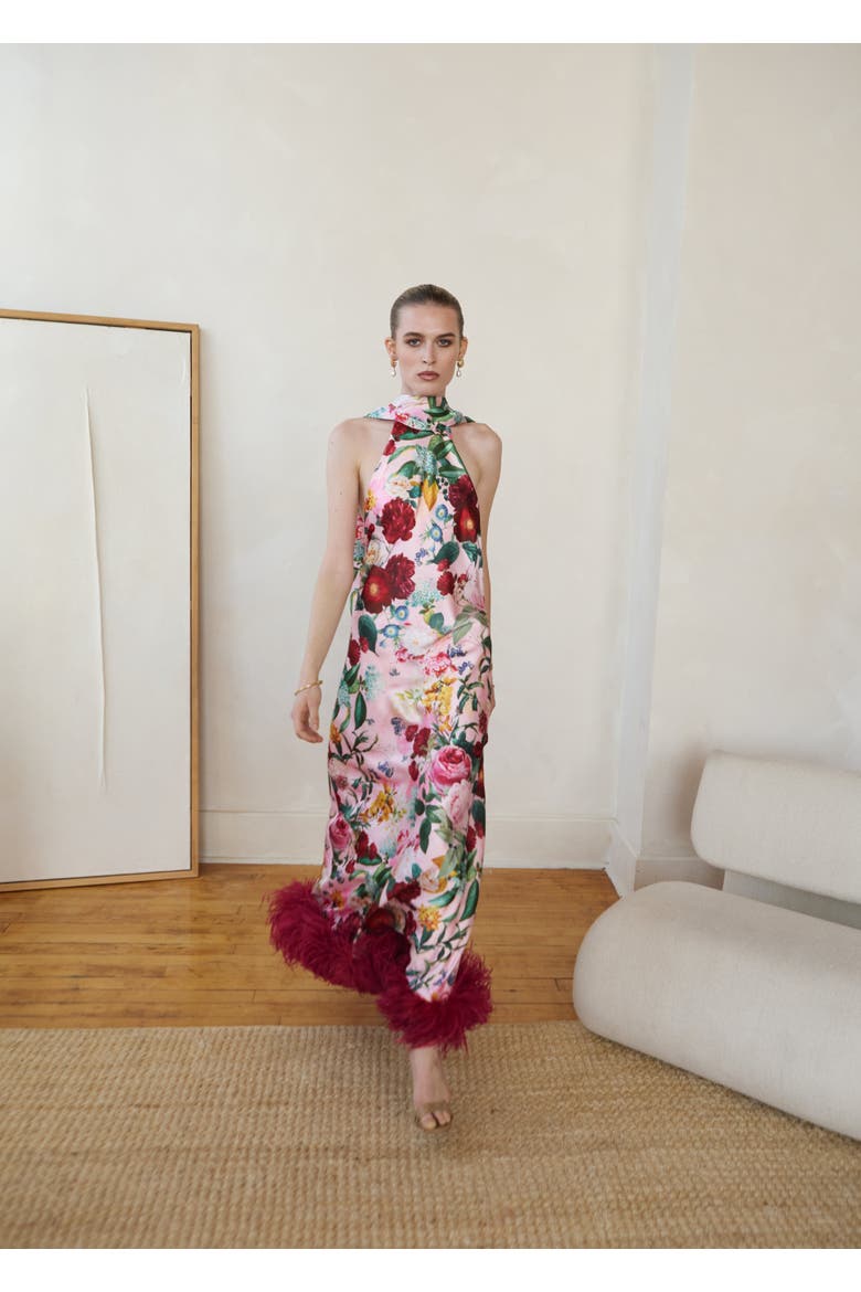 Maliya Feather Dress in Petal Muse, Alternate, color, Petal Muse