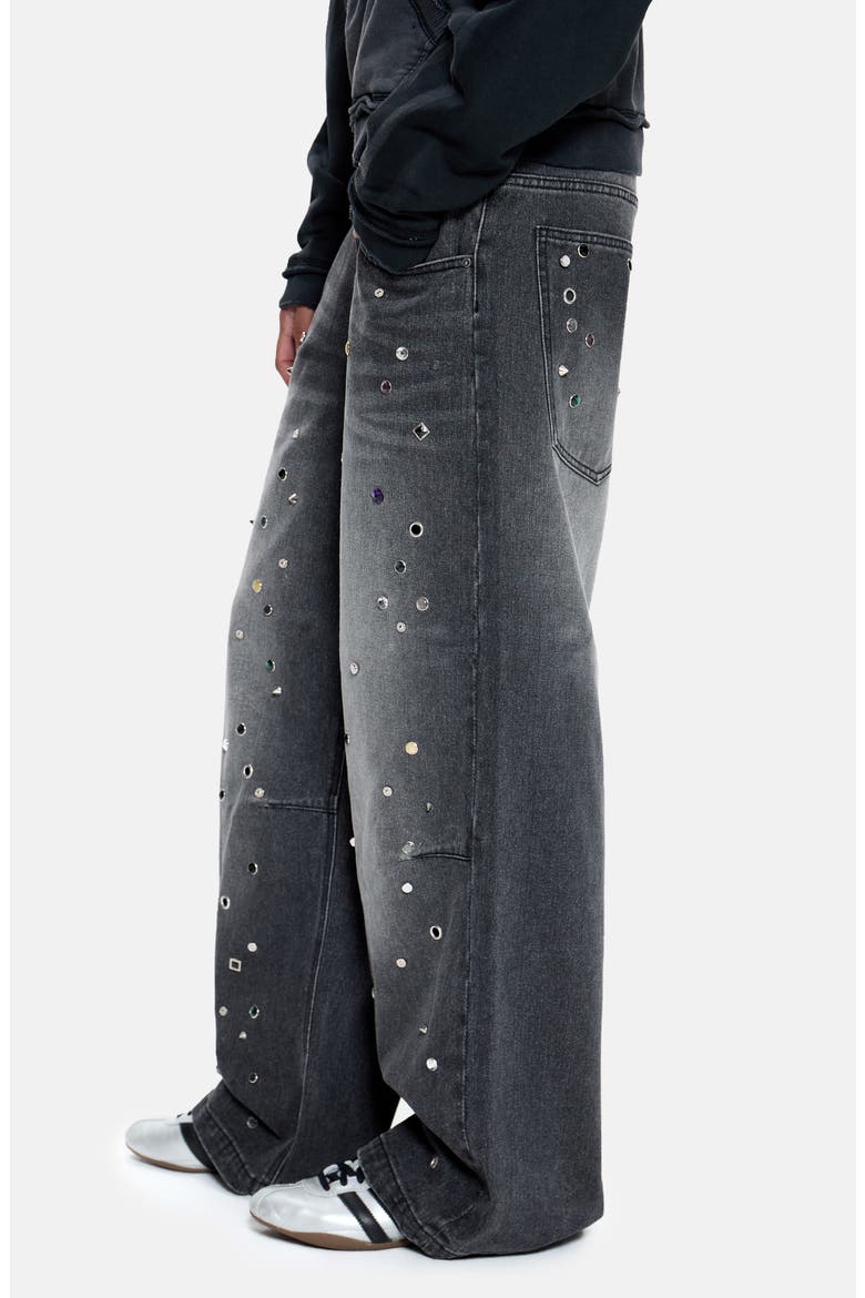 Trixa Jewel Studded Colossus Jeans, Alternate, color, BLACK