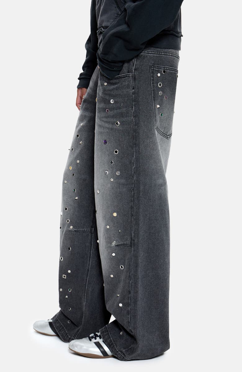 JADED LONDON Rhinestine Stud Colossus Jeans, Alternate, color, Black