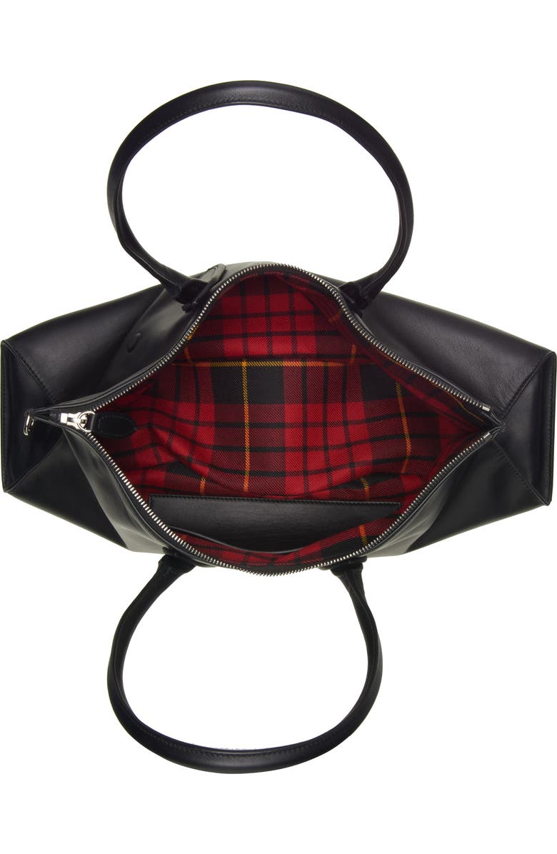 McQueen Small Manta Leather Handbag, Alternate, color, Black/ Silver