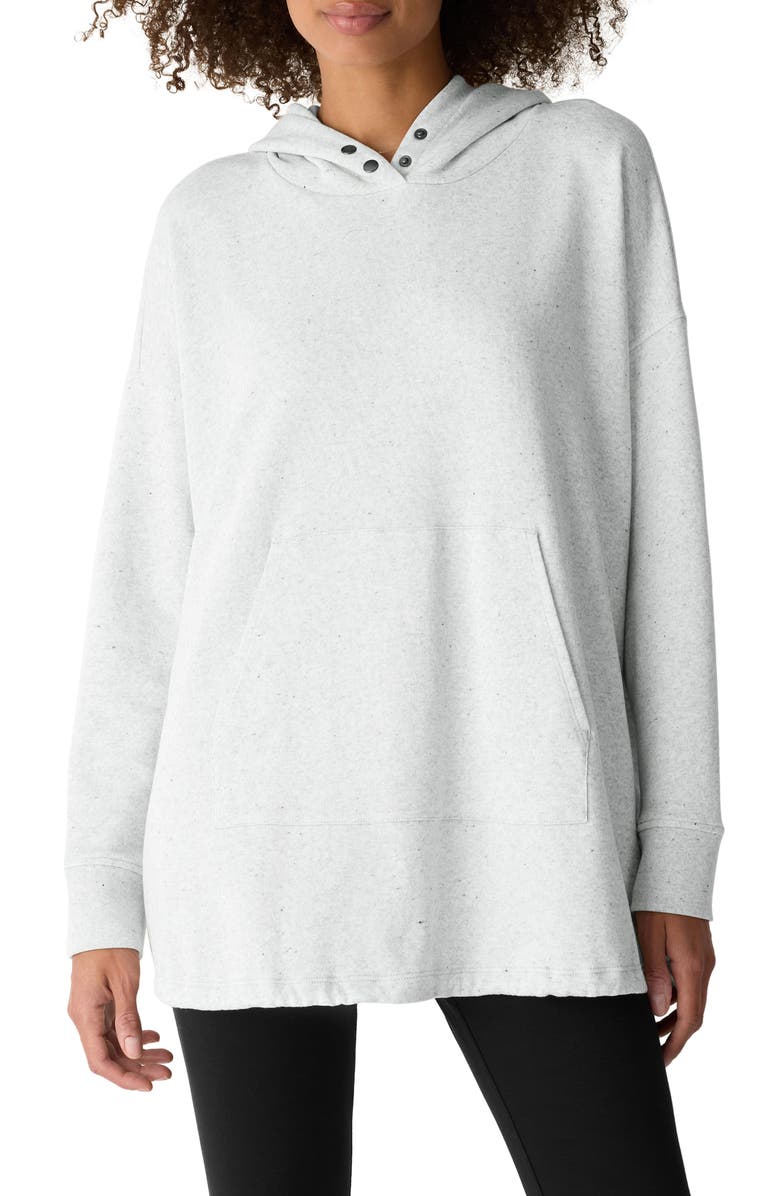 Eileen Fisher Cotton Blend Tunic Hoodie, Main, color, Dark Pearl Heather