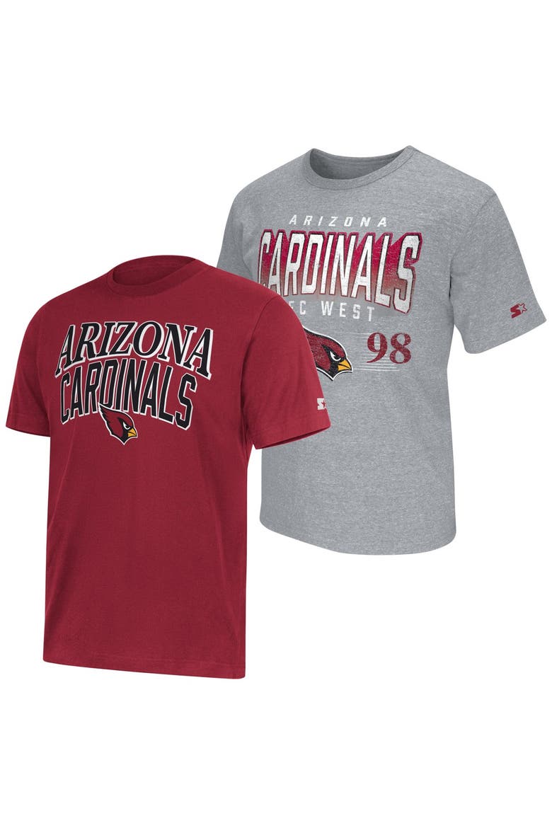 Men's Starter  Cardinal/Heather Gray Arizona Cardinals Two-Pack Logo T-Shirt Set, Main, color, Cardinal