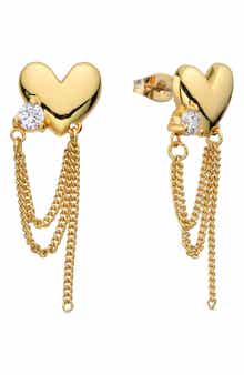 EYE CANDY LOS ANGELES Elise Heart Chain Drop Earrings