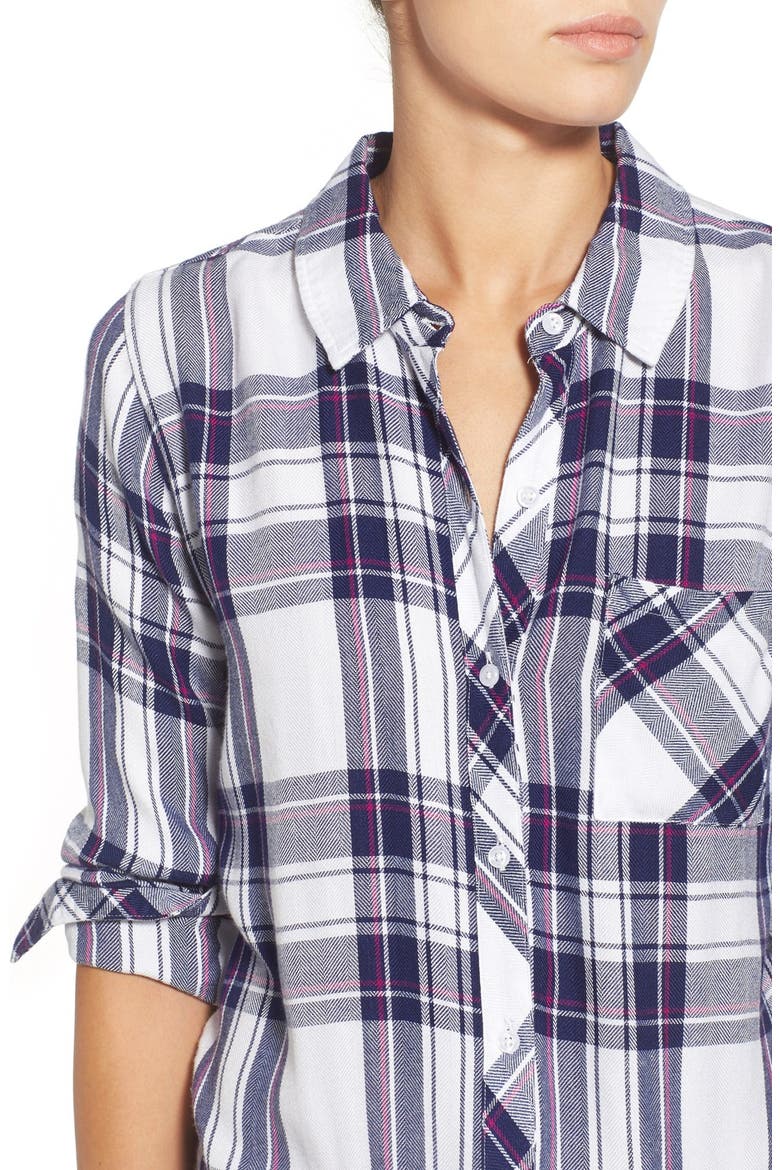 'Hunter' Plaid Shirt, Alternate, color, WHITE/ NAVY/ ORCHID