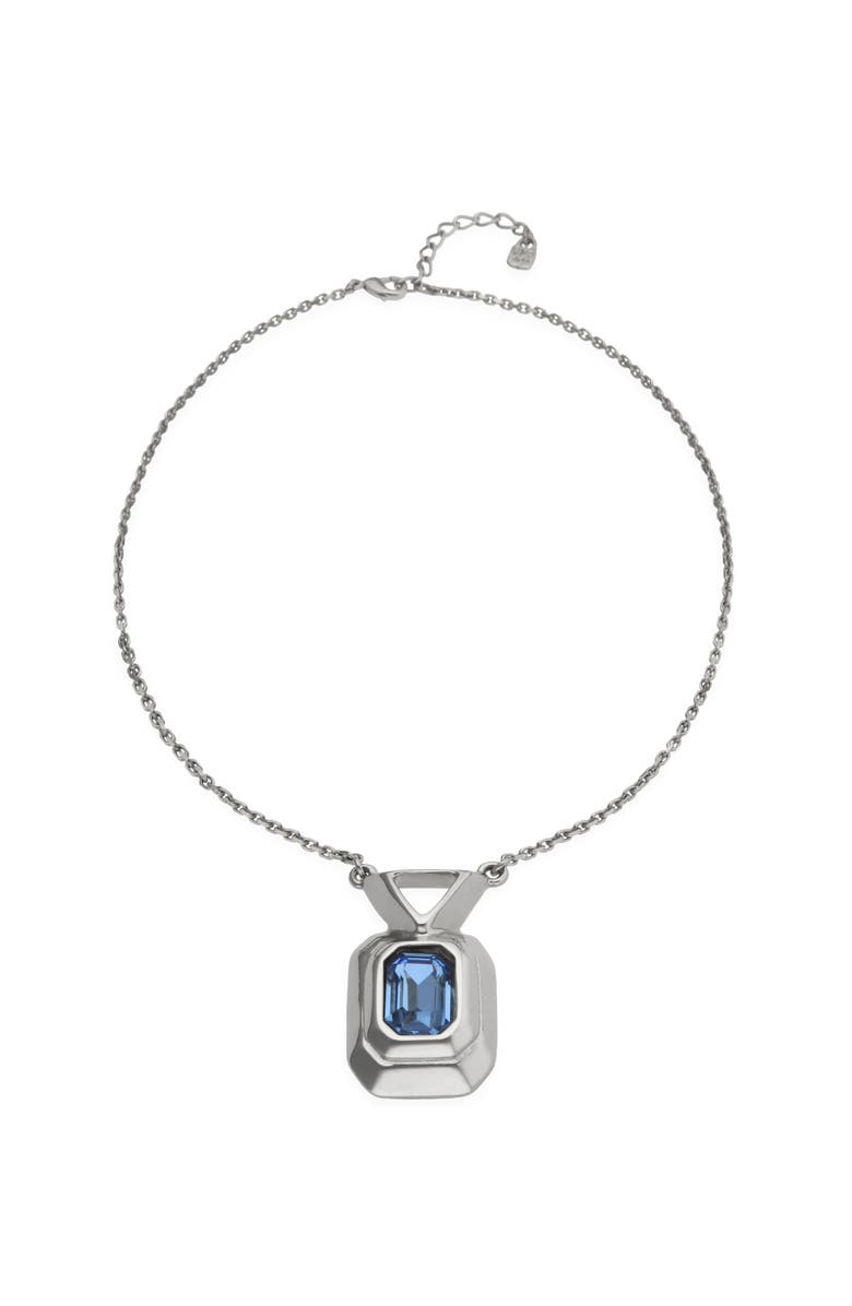 UNODE50 Silver-tone Pendant Necklace with Blue Crystal, Alternate, color, Silver