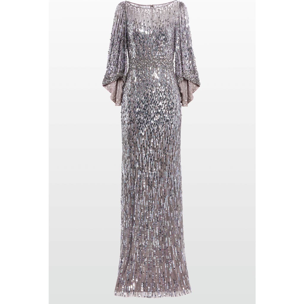 Jenny Packham Ines Sequin-embellished Dress In Gray