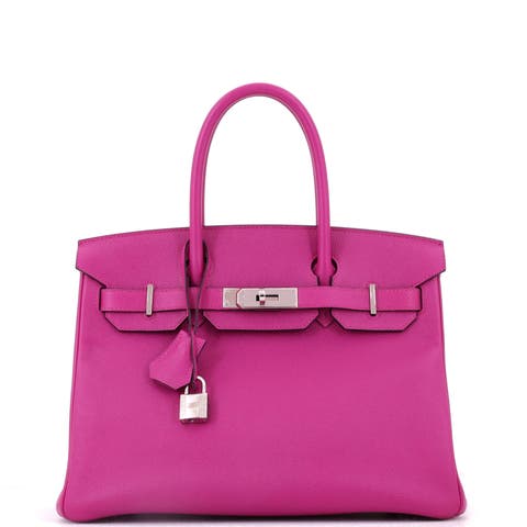 Birkin Handbag Pink Epsom with Palladium Hardware 30