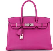 Pre-Owned Hermes Birkin Handbag Pink Epsom with Palladium Hardware 30