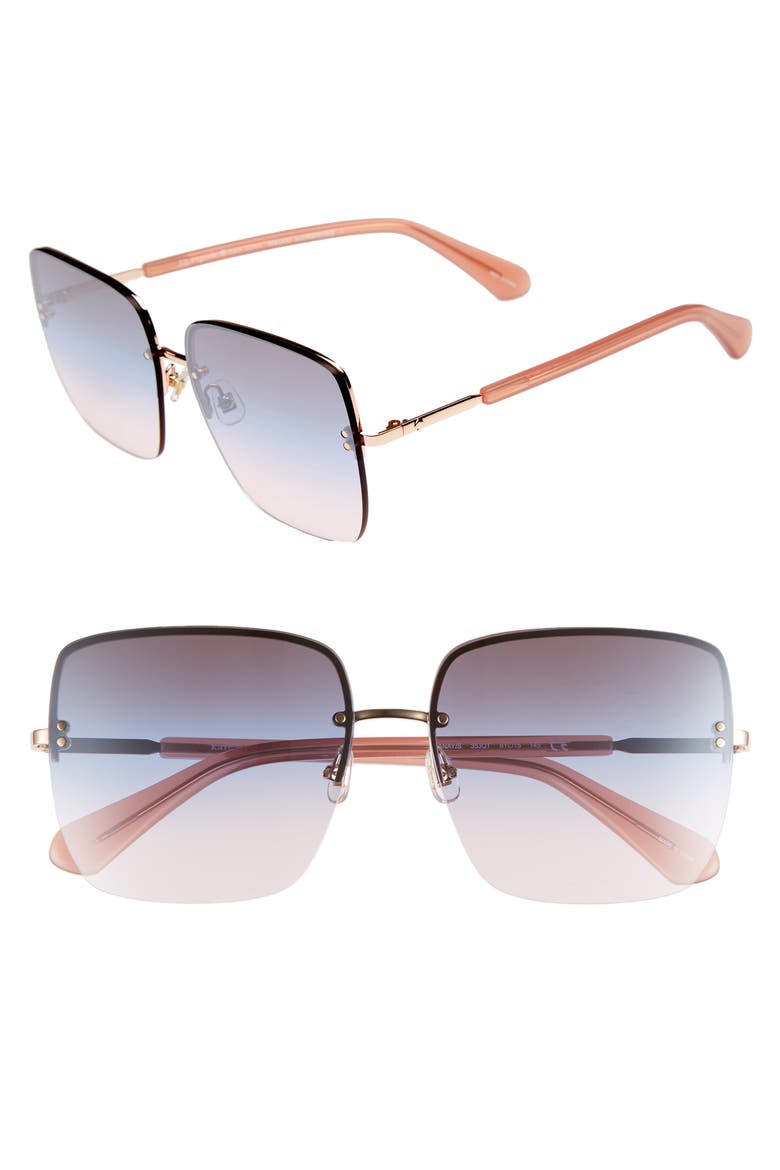 janays 61mm rimless square sunglasses, Main, color, PINK