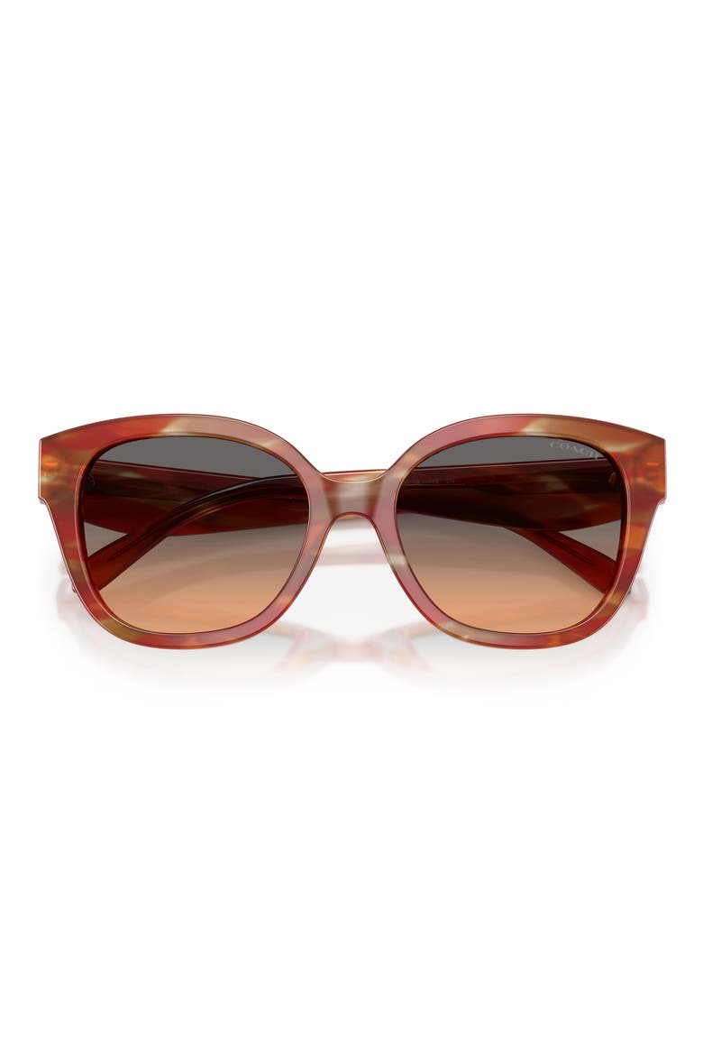 56mm Gradient Square Sunglasses, Alternate, color, STRIATED CHESTNUT / PEACH
