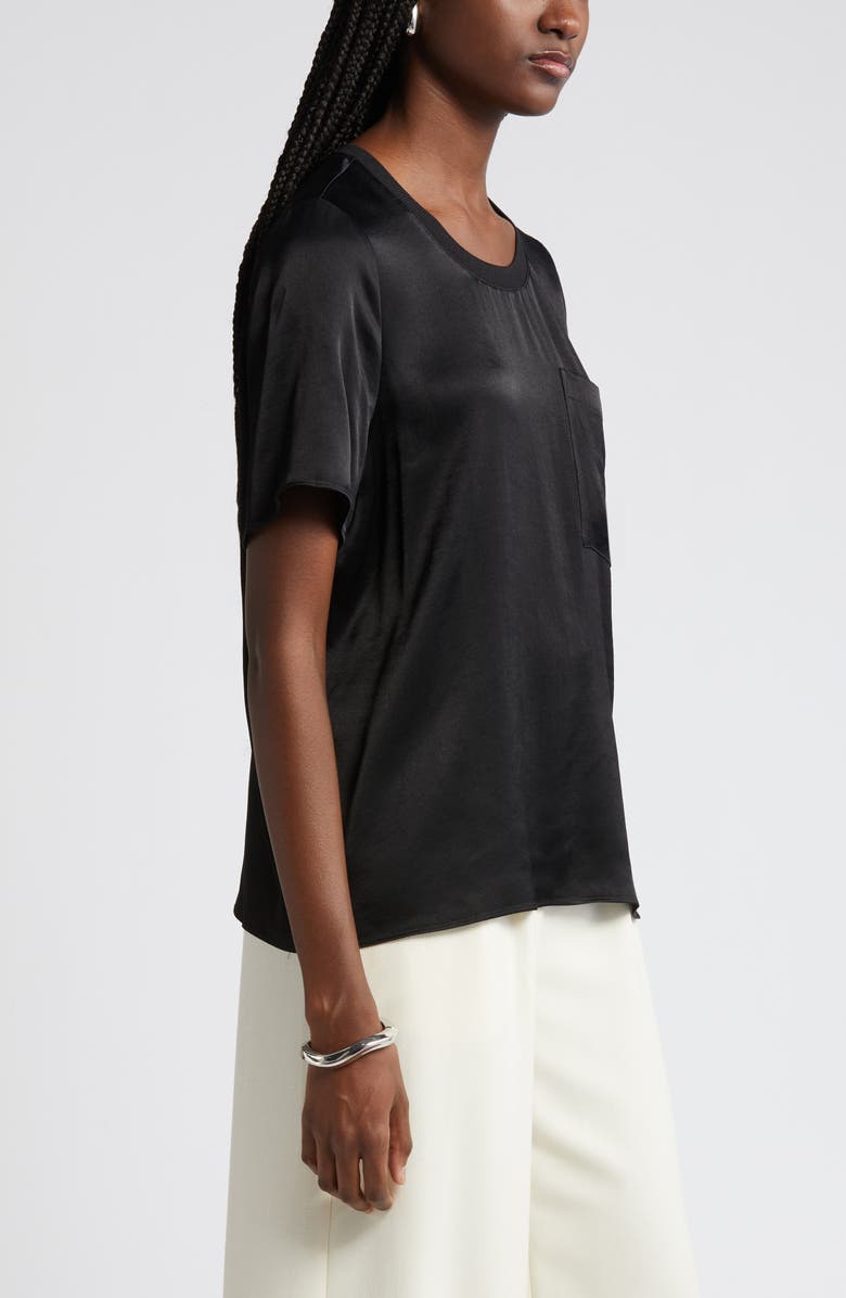 Nordstrom Woven Pocket T-Shirt, Alternate, color, Black