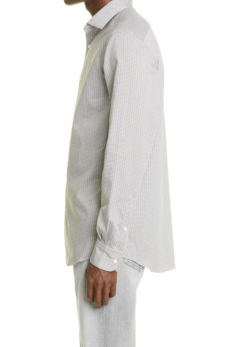 Premium Cotton Microcheck Regular Fit Button-Up Shirt, Alternate, color, LT GRN CK