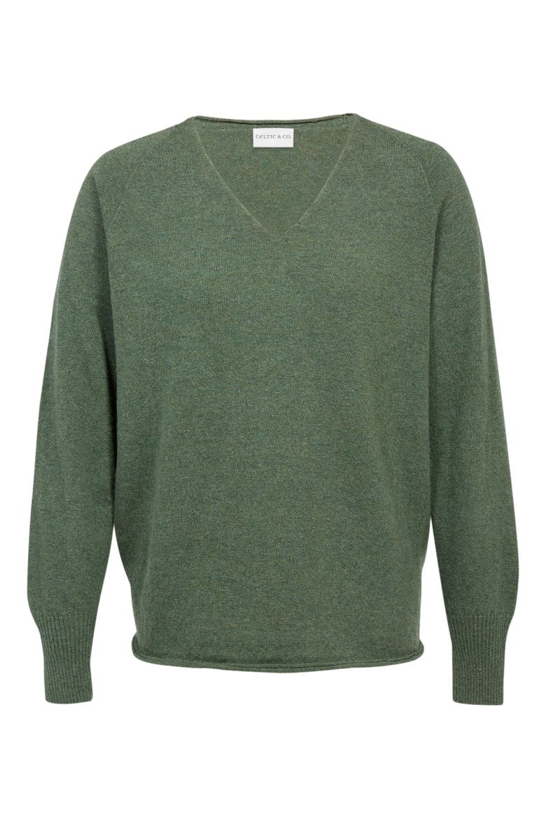 Geelong Wool Slouch V-Neck Sweater, Alternate, color, MOSS