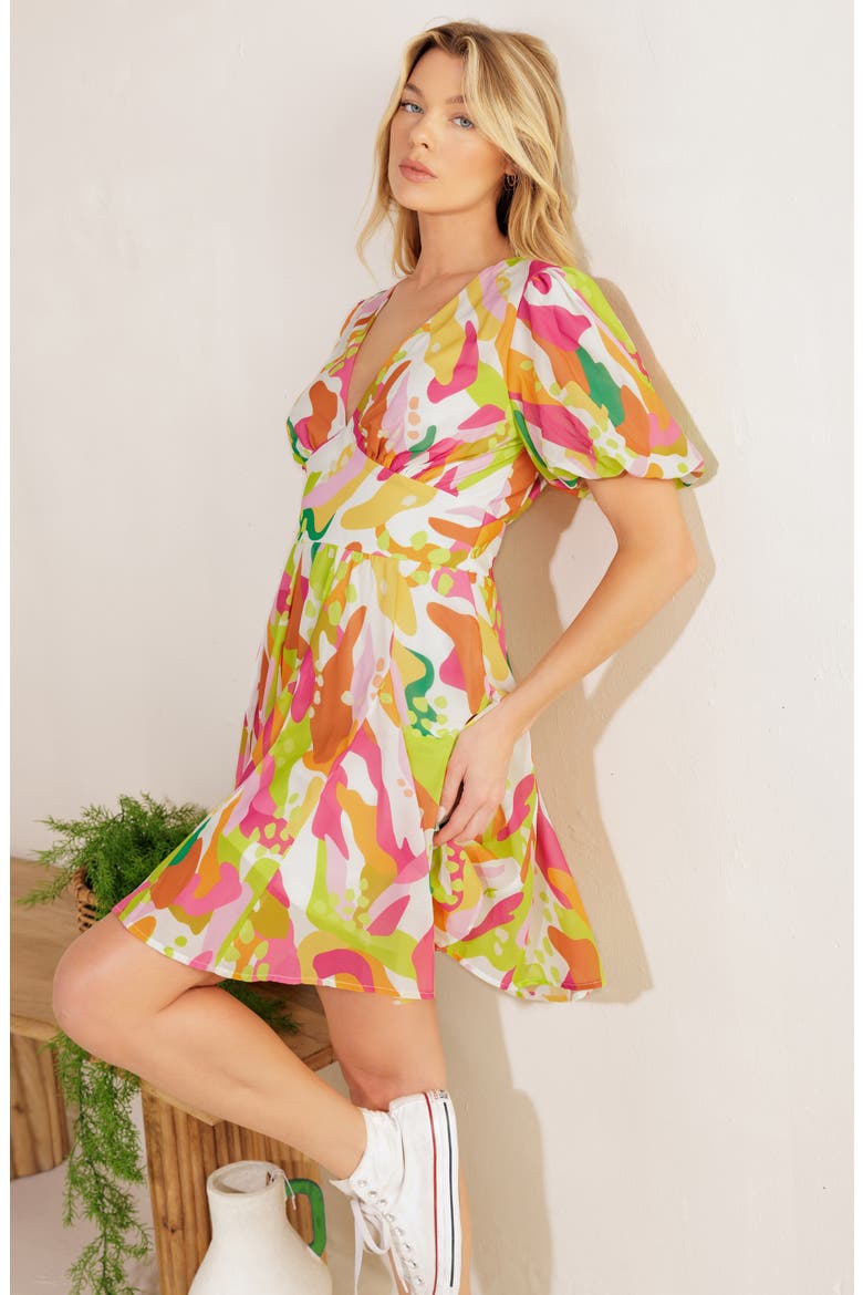 Puff Sleeve Fit & Flare Minidress, Alternate, color, IVORY