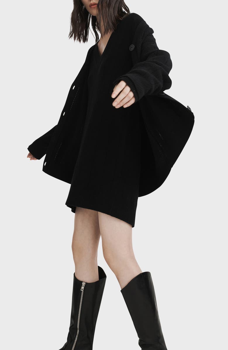 rag & bone Durham Cashmere Sweater Dress, Alternate, color, Black